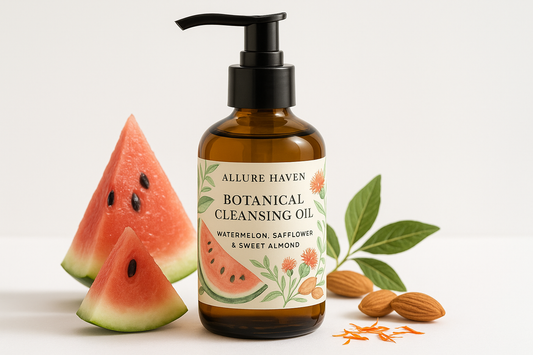Botanical Cleansing Oil - watermelon, safflower and sweet almond - with Allure Haven brand Label